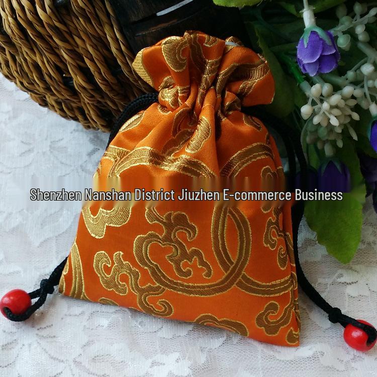 

Traditional Brocade Drawstring Pouch for Jewelry, Buddhist Beads & Gifts 11x14 cm