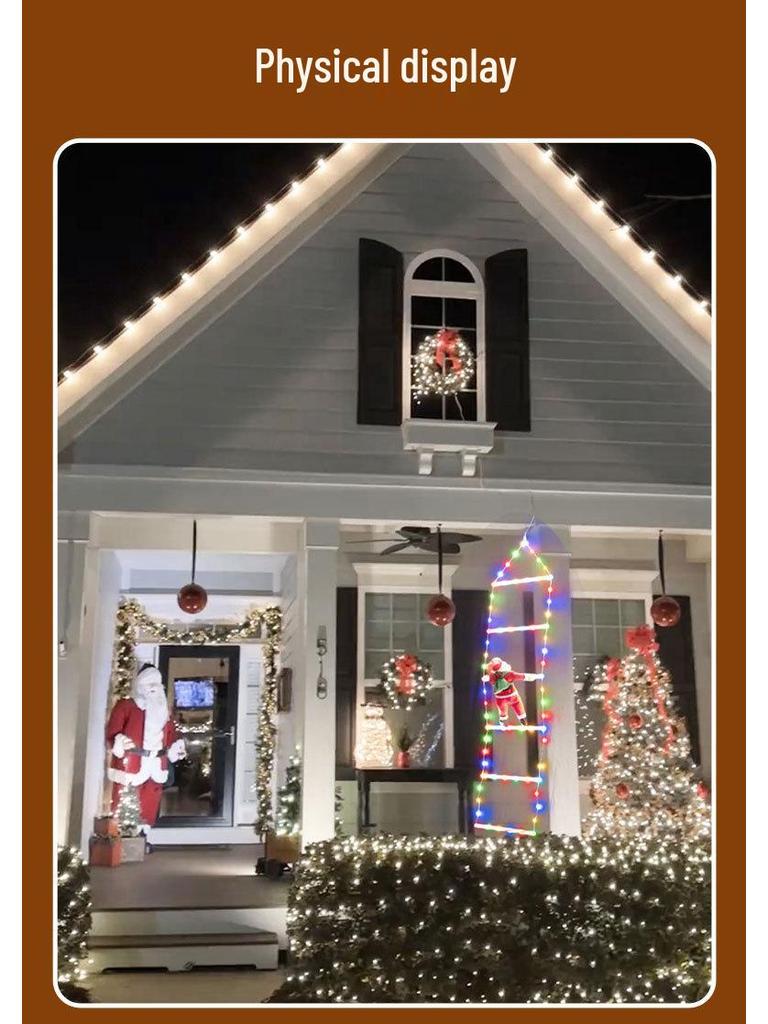 LED Christmas Climbing Ladder Lights with USB Santa and Colorful Stars for Outdoor Decoration