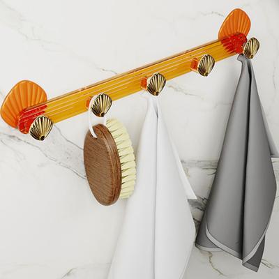 Gancho de Parede com Design de Concha Ganchos de Parede Adesivos Decorativos 5 Ganchos Cabide de Entrada para Casacos Toalhas Chapéus Bolsas Uso em Banheiro Cozinha