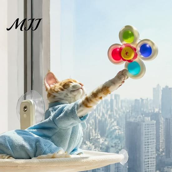 Exercise Spinner Toy for Cats Cat Spinning Ball, Suction Cup Interactive Toy, Rattle Glass Windows Ball Window Perch, Indoor Boredom