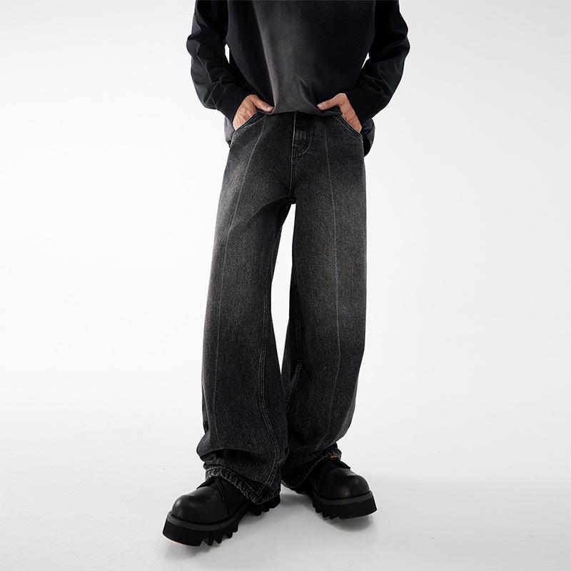 Big wide-leg jeans, new black heavy-washed straight street personality trendy brand versatile mopping denim trousers