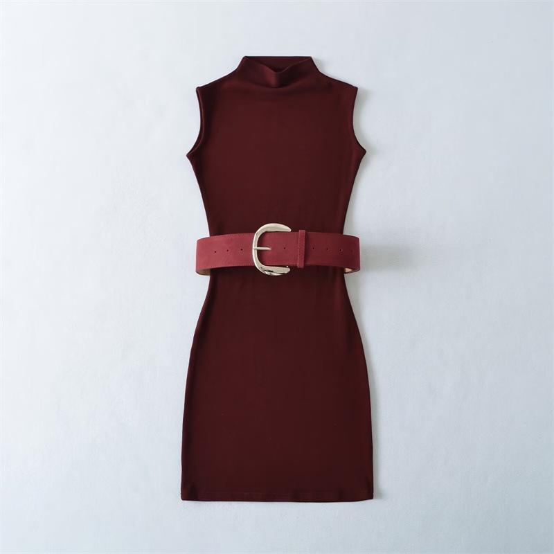 Women's Slimming Retro High-Neck Sleeveless Bodycon Dress