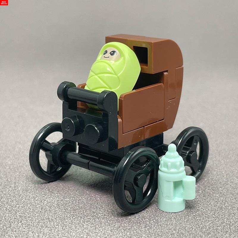 MOC Bausteine Baby Kinderwagen Kinderwagen Flaschenhalter Bildungsbausteine Kinder Mädchen Spielzeug Geschenk