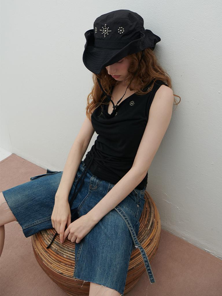 Double Hips Cargo Denim Bermuda Shorts