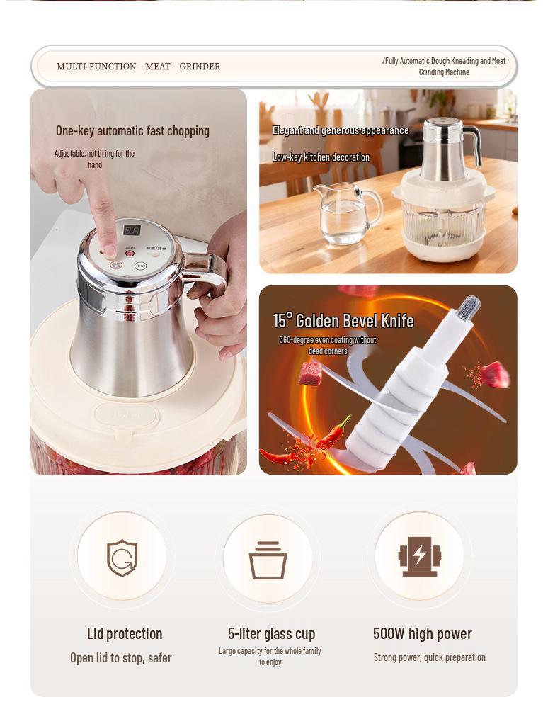 Elektrische Küchenmaschine: Fleischwolf, Teigkneter und Gemüseschneider