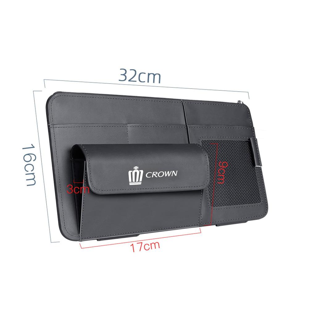 Fumezu Car Sun Visor Pocket Compatible with Honda Multifunctional Car Storage Bag with Leather Easy Holds Parking Small Black Crown, Organizer,