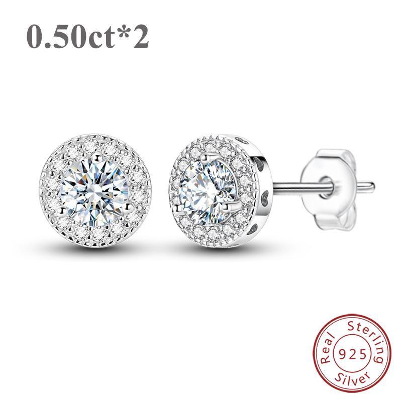 Moissanite Stud Earring Genuine Copper Timeless Shining Round Heart Flower Moissanite Ear For Women Wedding Engagement