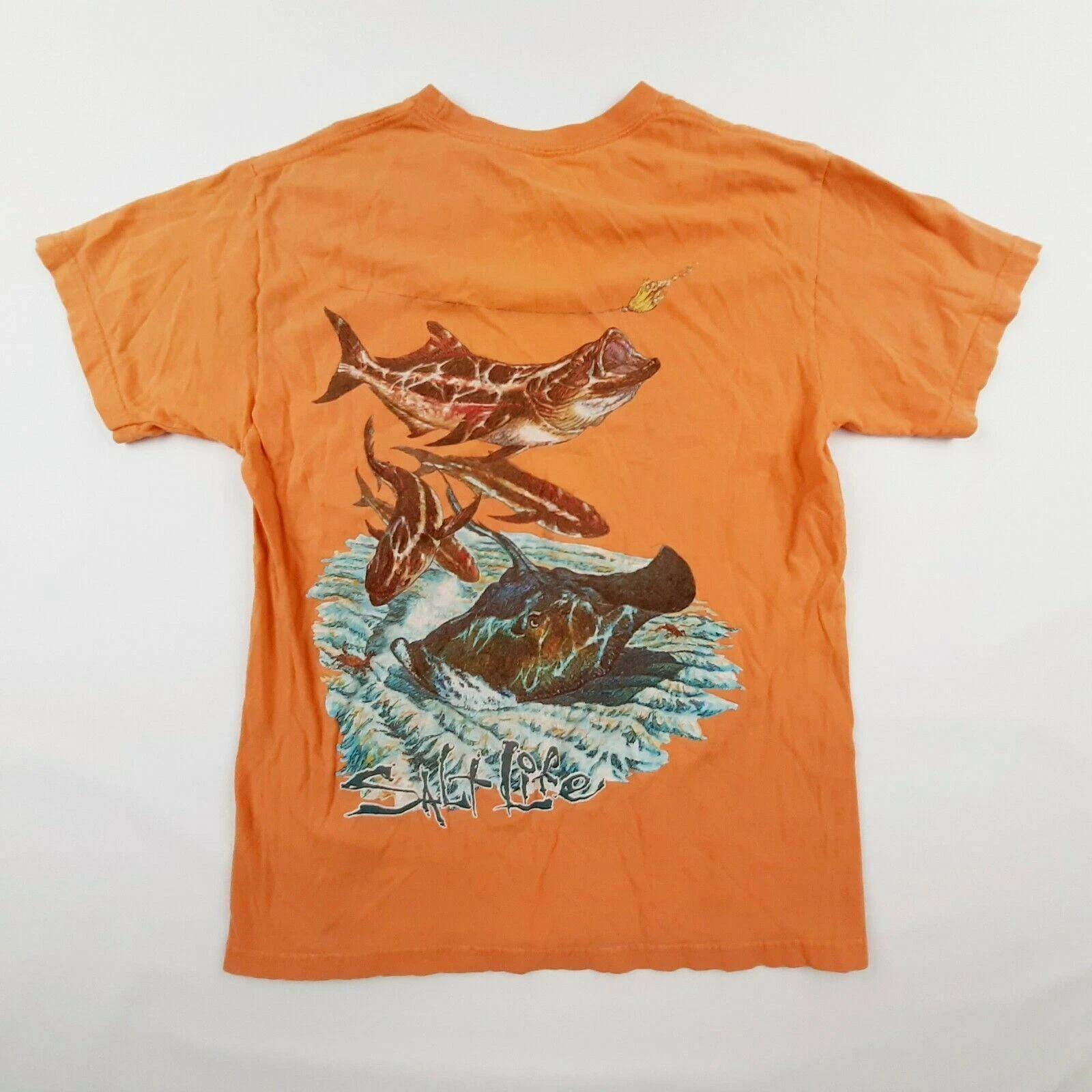 Salt Life Men s Pocket T-shirt Size Small Orange TB16 L