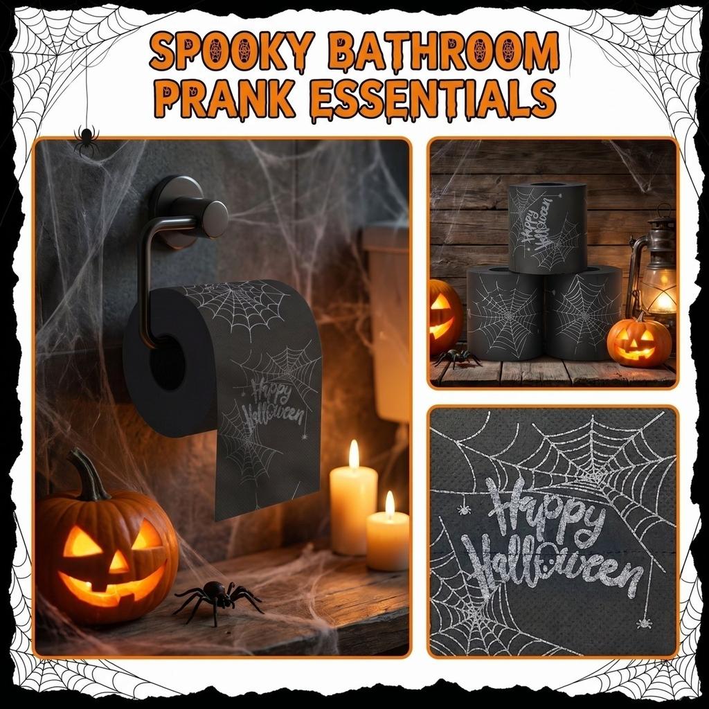 Black Toilet Roll Halloween Pumpkin Decoration Tissue