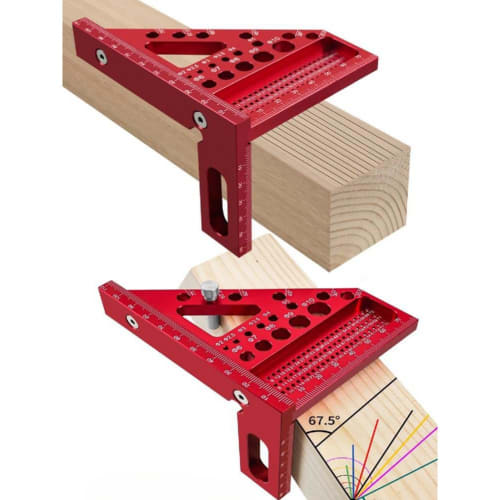 Lzcxszzm Woodworking Square Protractor, Woodworking Square with Dowel Pins, Aluminum Alloy Miter Set Square, Angler's Scriber A