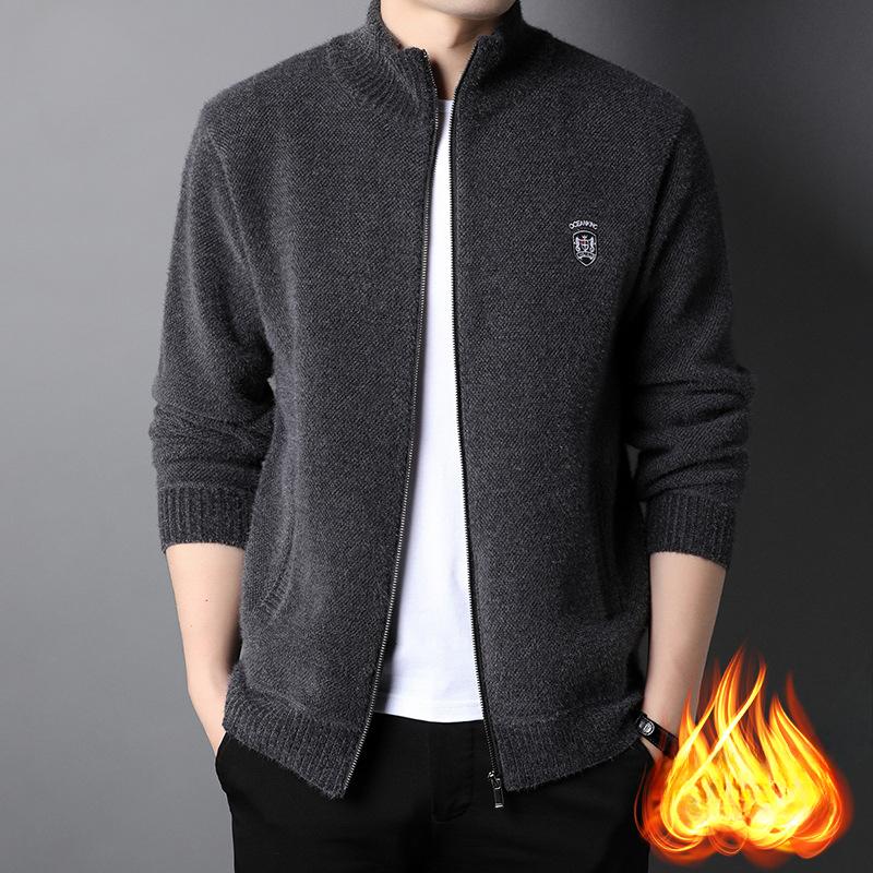 

Осень и зима Новые свитера на молнии для мужчин, молодежная мода, теплые свитера, модные кардиганы для мужчин 3XL