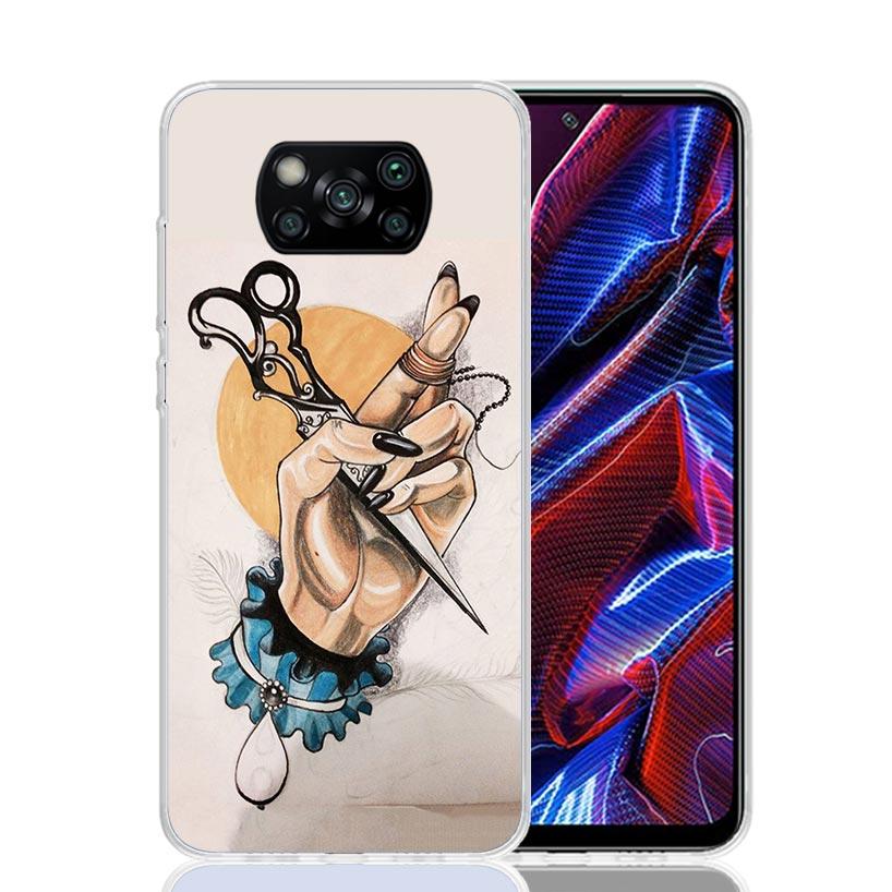 Hair Stylist Scissors Brush Phone Case For Xiaomi Poco X6 X5 X7 X4 X3 Nfc F6 F5 Pro F4 Gt F3 M5 M5S M4 M3 Art Customized Coque X