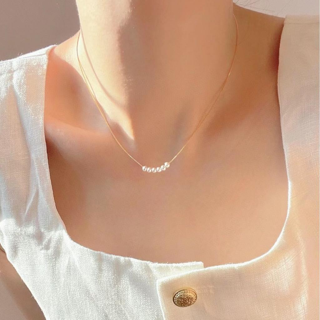 925 Sterling Silver Necklace, Simple and Versatile Jewelry, Natural Freshwater Pearl Smile Collarbone Chain, Women's Ins Senior Sense 2026