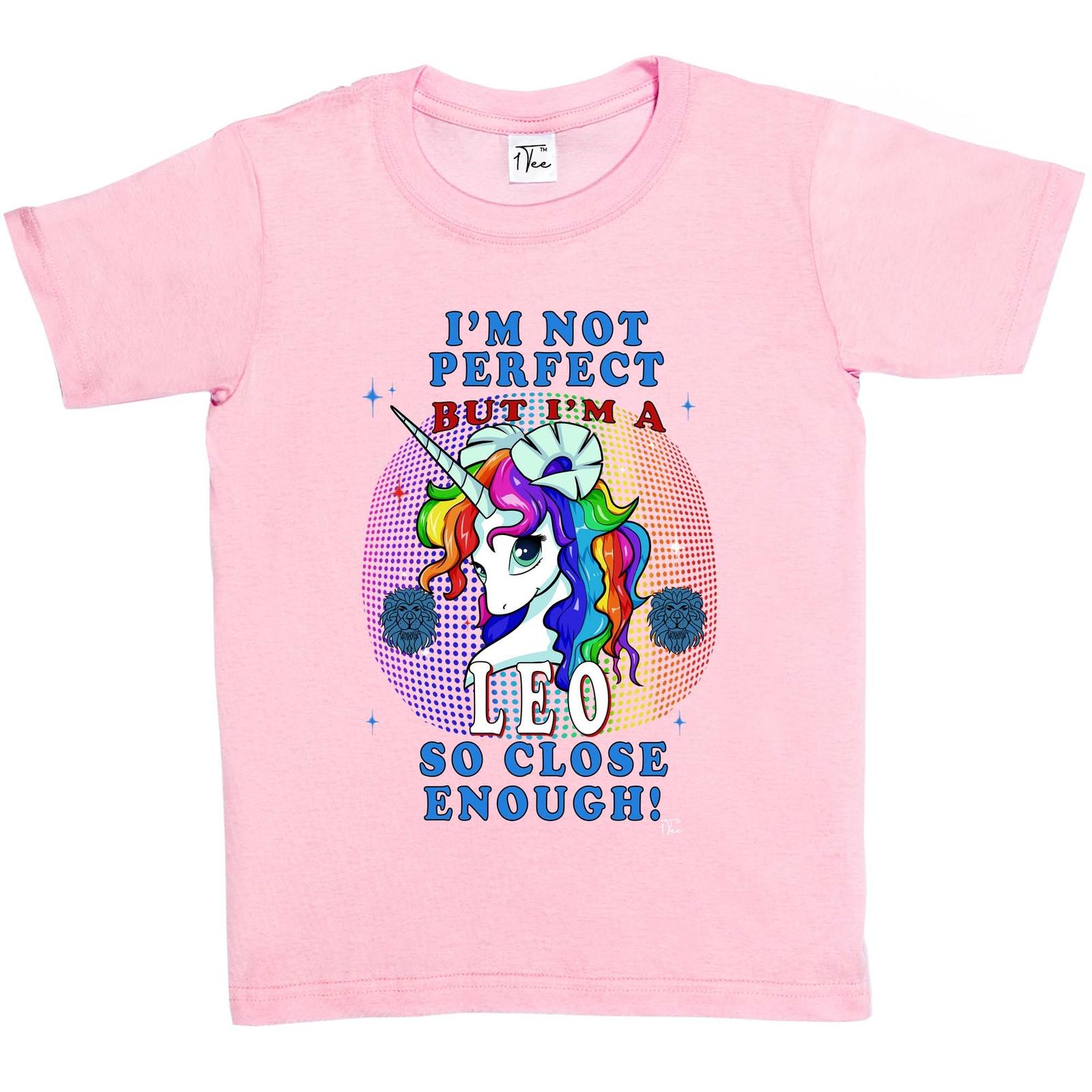 1Tee Kids Girls I m Not Perfect But I m Leo Unicorn Zodiac T-Shirt M