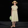 Wudao Tencel Linen Blend Short-Sleeve Shirt Dress with Belt