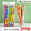 Disposable Bendable Extra Long Colored Plastic Straws for Juice, Beverage, and Milk Tea - 100-Pack