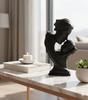 Ceramic Mother & Child Statue, Family Statue, Resin Thinker Sculpture - Black