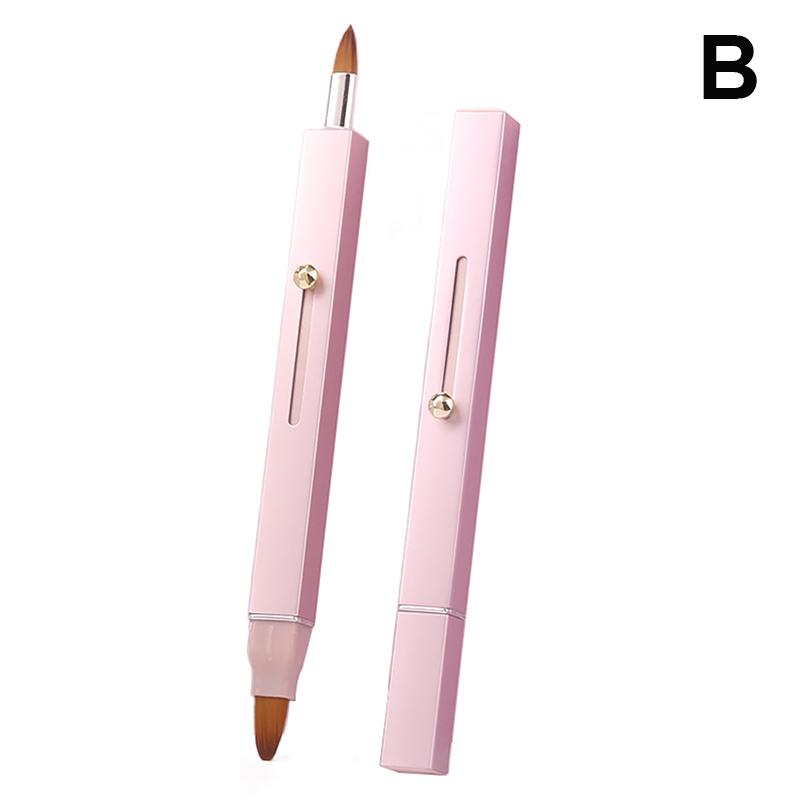 Portable Soft Retractable Lip Brush Double Head Makeup Brush With Cover Lipstick Brush Concealer Brushes Beauty Tool