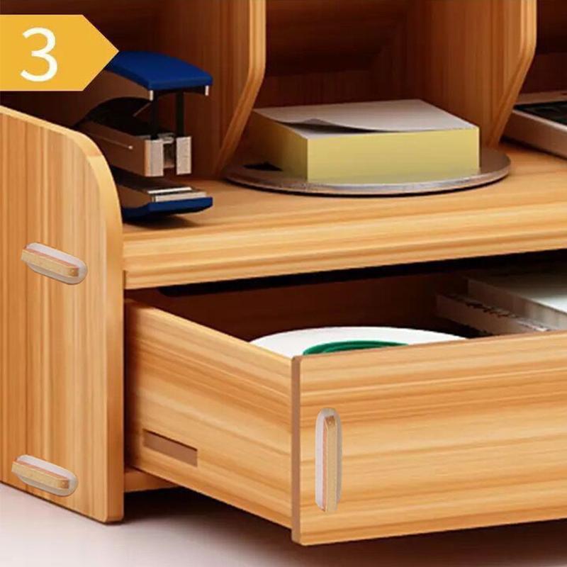 Wooden Desk Storage Shelf Multi-function Drawer Desk Organizer Office Desktop Display Shelf Pen Holder Stationery Storage Box