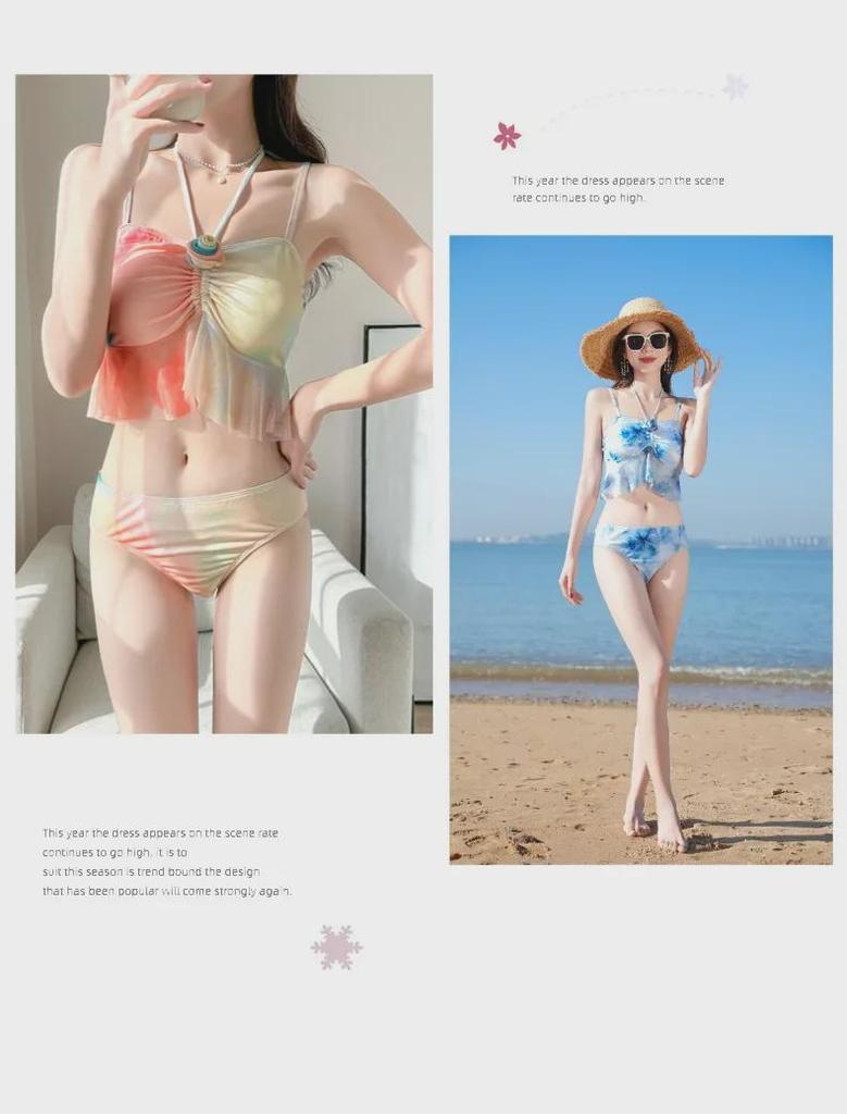 2025 Women's Bikini Split Swimsuit - Internet Celebrity Style for Resorts & Hot Springs