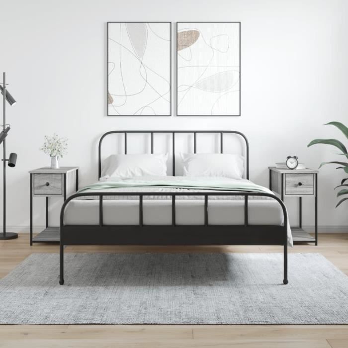 VidaXL Bedside Tables 2 Pcs Sonoma Grey 30x60x60cm Engineered Wood 826060