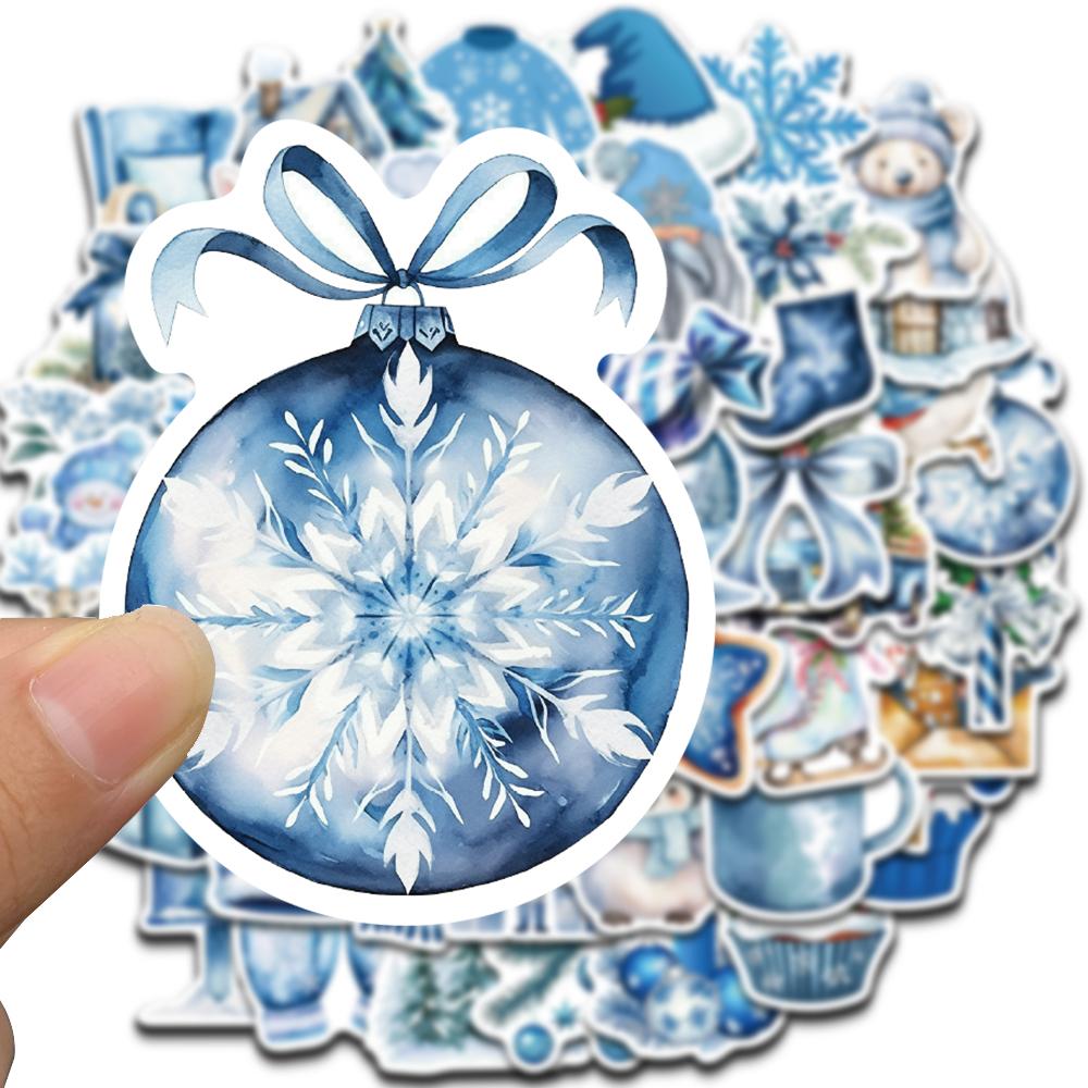 50PCS Blue Winter Stickers Scrapbooking Laptop Graffiti Room Community Art Picture Diary Fashion Phone Fun Christmas Sticker