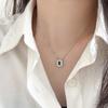 Yinruitai S925 Sterling Silver Emerald Square Necklace - Slim, Luxurious, and Exquisite Clavicle Choker for Women