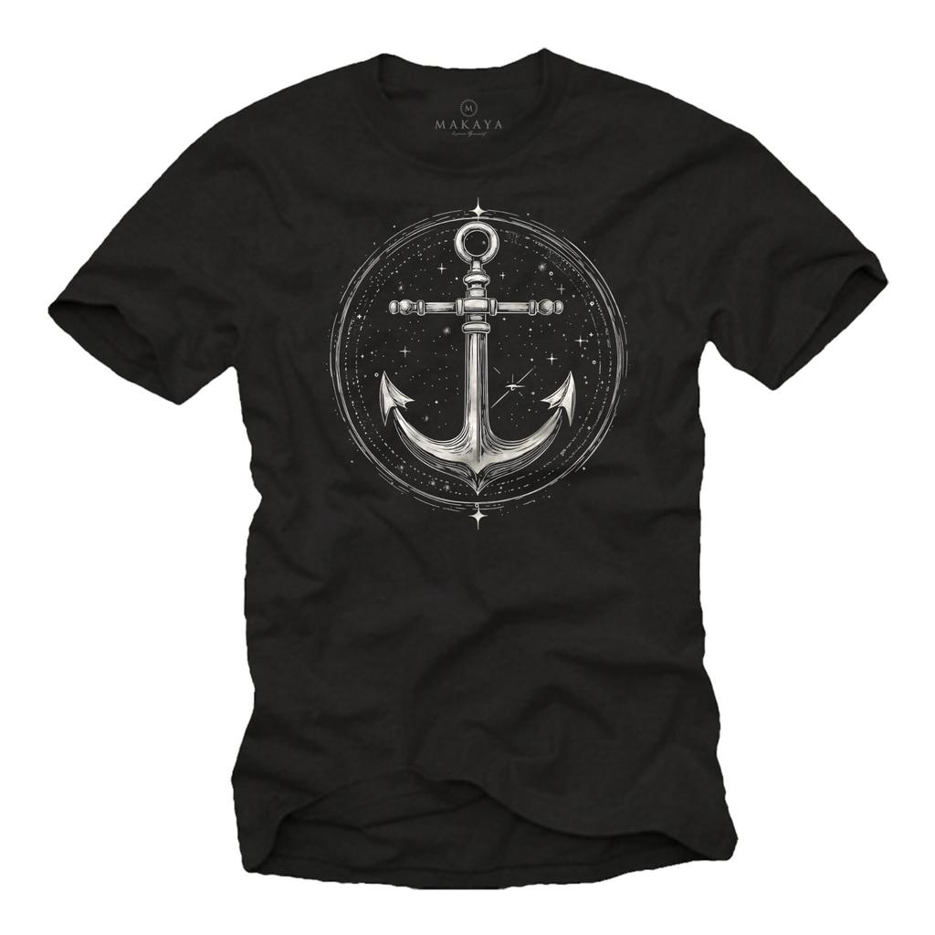 Mens Anchor Motif Tattoo Style T-Shirt - Gifts for Sailors Surfer Anglers-
