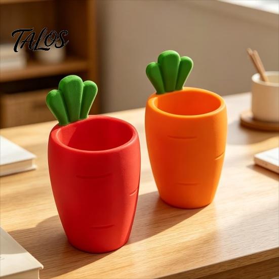 Office Supplies Desk Organizer 3D Printed Carrot Pen Holder, Cute Desktop for Pencils and Makeup Girls Brushes, Large Capacity Stationery Storage
