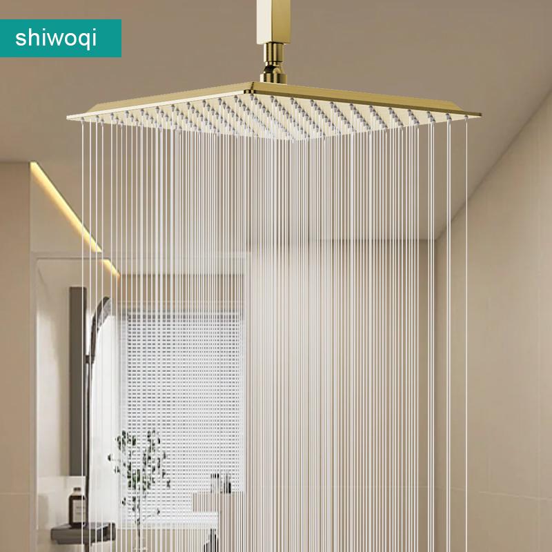 12 Inch Rain Shower Head SUS304 Stainless Steel Ultra Thin Square Fixed Overhead Shower Easy Clean Nozzle Bathroom Fixture