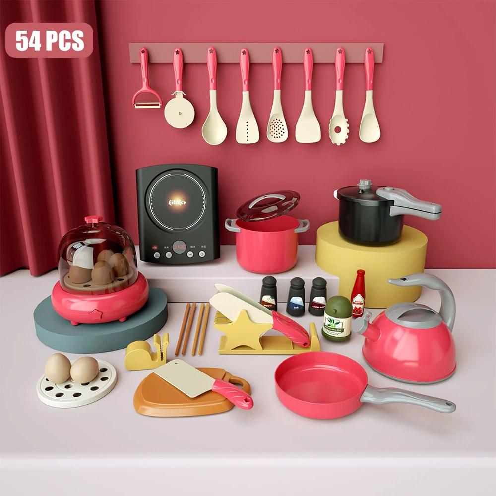 Play Role Playing Toys Boys Girls Kids Toys Kitchen Cooking Toy Set Pretend Cooking Food Play With Pots Pans Utensils Cookware