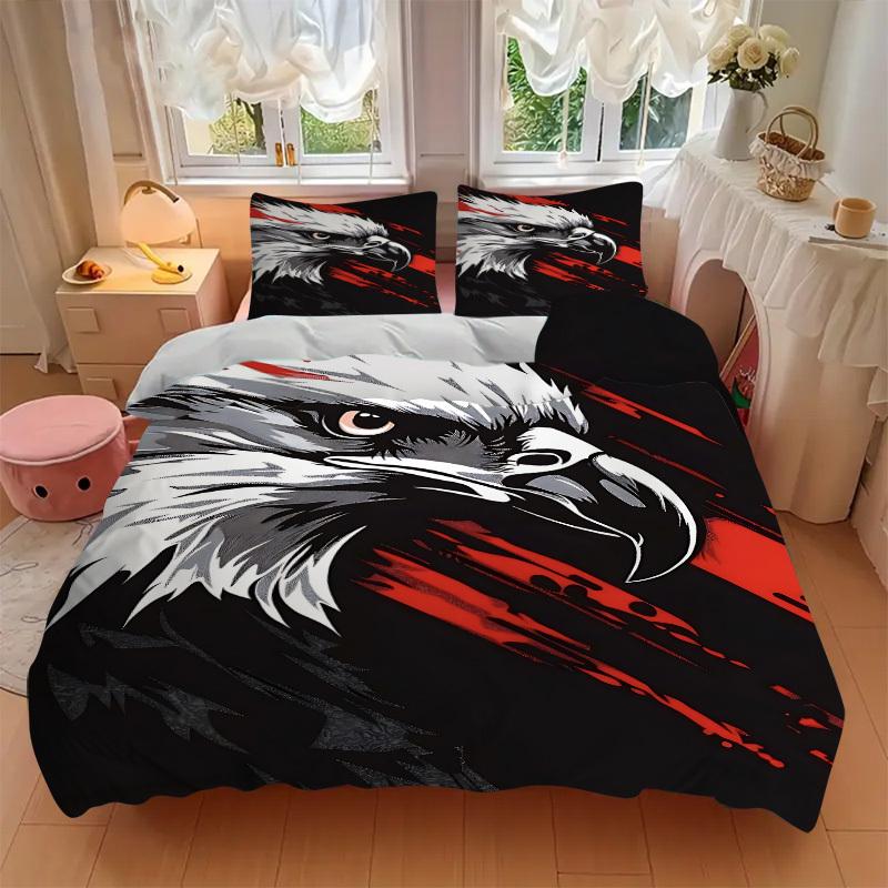 3pcs Eagle Head Duvet Cover Set -Includes 1 Duvet Cover and 2 Pillowcases, No Quilt Core, All-Season Home Decor Yy251111180