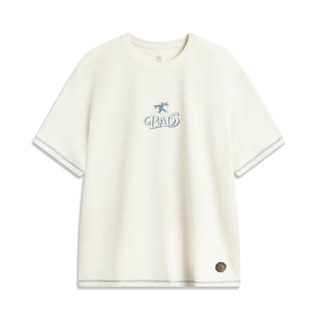 Li-Ning Comfortable Simple Versatile Loose Letter Print Short Sleeve T-Shirt Men Tops Light-Pink Gray AHSVB79-1