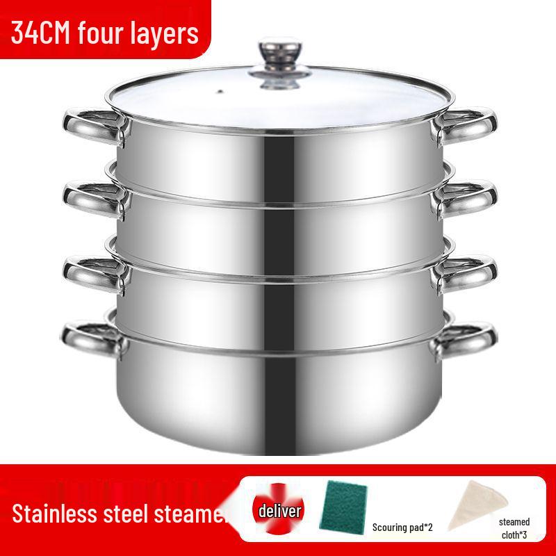 Stainless Steel Multi-Layer Steamer Stockpot for Induction & Gas Stoves