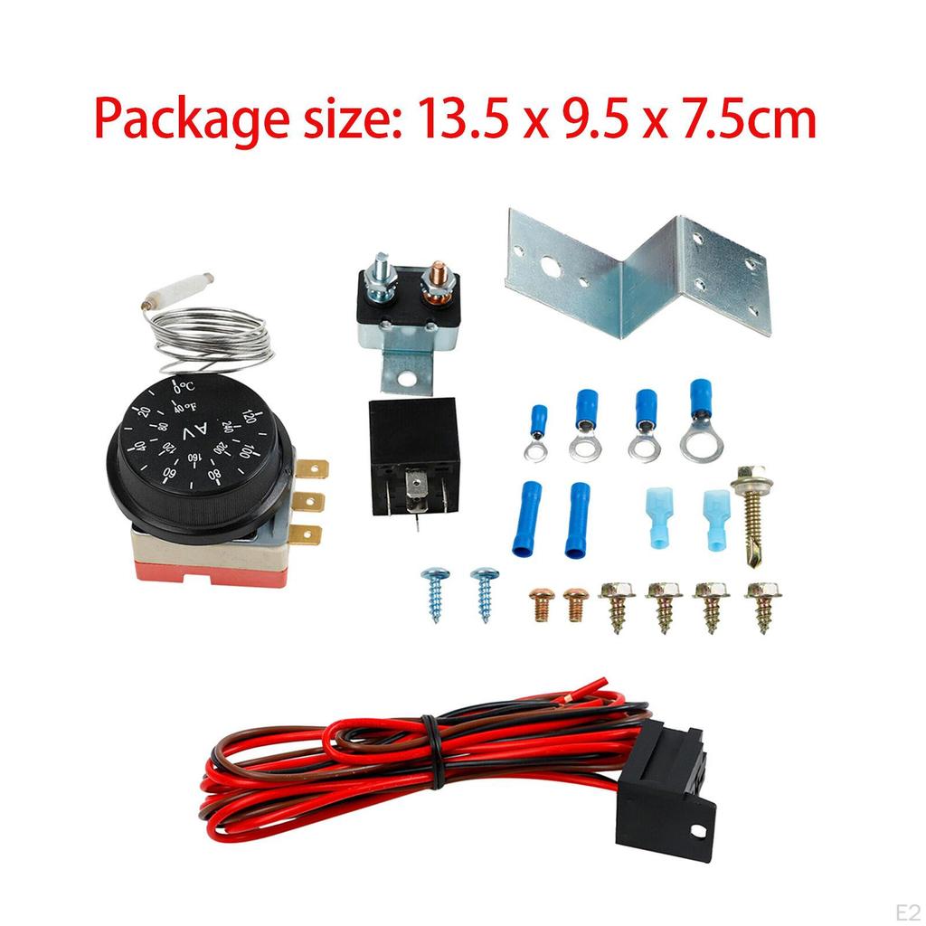 Adjustable Professional Radiator Fan Thermostat 3 Pin Control Relay Wire Kit Mounting Hardware