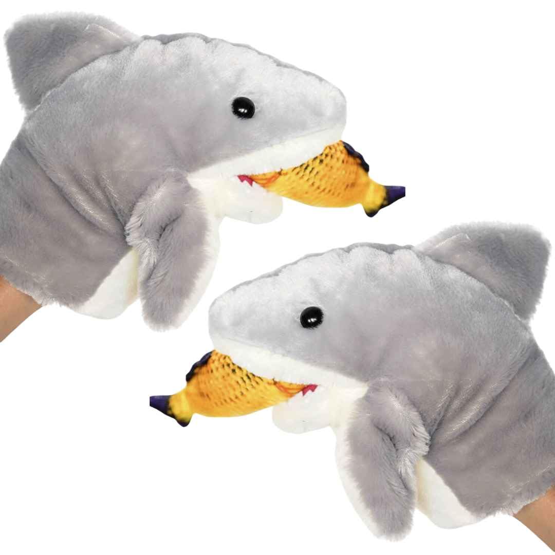 

Set of 2 Shark Plush Shark Puppet Show Toys Puppets, (Includes Fish)