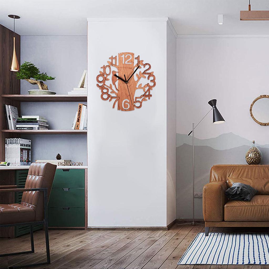 Wooden Wall Clock 8.7in Diameter White Double Layer Ultra Quiet Silent Wall Clock