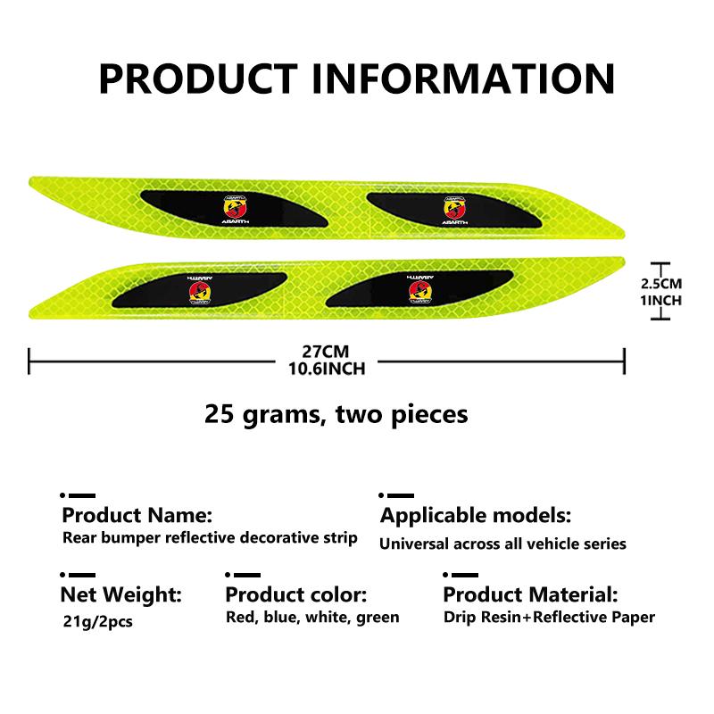 Car Bumper Reflective Sticker Safety Warning Strip Tape Secure For Abarth FIAT 500 FR Stilo Doblo Tipo Lancia Musa Grande