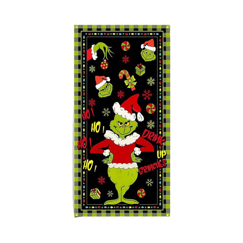 Vánoční potah na dveře Dekorativní závěsná látka Zelený potah na dveře Vánoční dveřní závěs Novoroční tapiserie Potah na dveře Pozadí