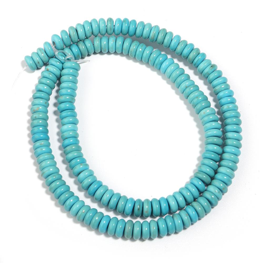 1 Strand Natural Stone Spacer Beads Flat Round Turquoise Bead Loose Beads for Jewelry Making DIY Bracelet Necklaces Accessories