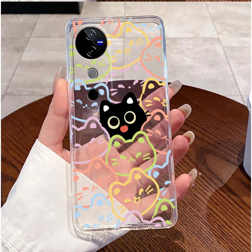 Case For VIVO V40 5G Back Cover VIVO V40 Pro 5G Cute Love Cat Rabbit Funny Cartoons Casing Ultra Thin Clear Soft TPU Phone Case
