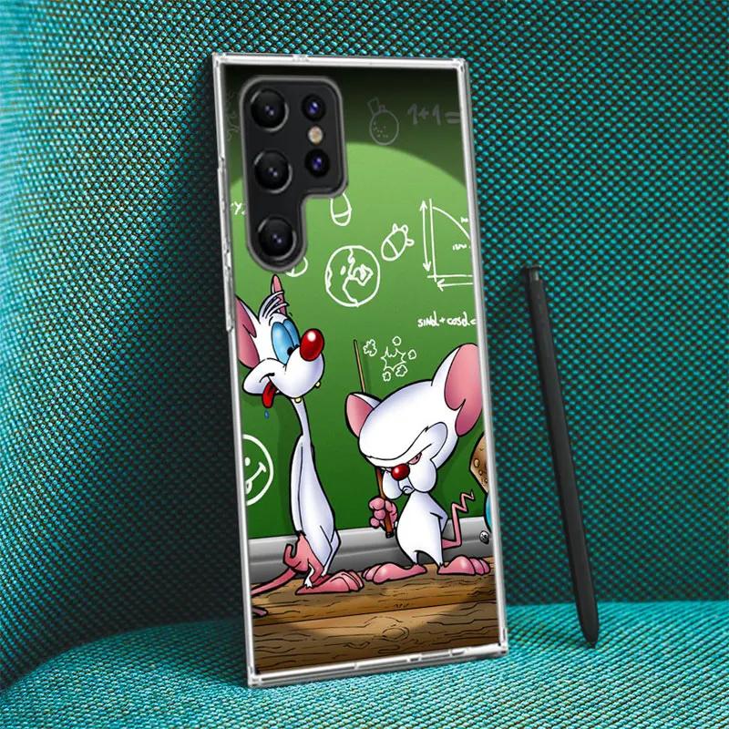Pinky Anime and the Brain Cover For Samsung Galaxy S21 S20 S23 FE S22+ S24 Ultra S25 Edge Phone Case S10 Plus Clear Capa Coque P