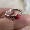 Copper Rings For Women Couple Minimalist Red Pink Stone Ring Fine Cz Jewelry Birthday Gift Prevent Allergy