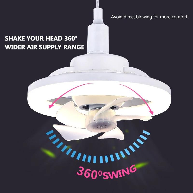 Ceiling Fan Light LED 360° Rotation Fan Lamp For Living Dining Room Bedroom 3 Gear Wind Speed Periodic Fan Decorative Lamp