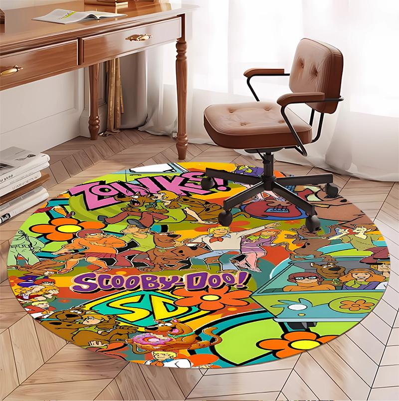 Scooby Pattern Round Rug, Indoor/Outdoor Mat, for Picnic, Gameroom, Bedroom, Office, Living Room, Home Decor Carpet, Birthday Gift