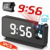Projection Alarm Clock, Digital Clock with 180° Rotatable Projector, USB Charging, 12/24 Hour Format, Suitable for Bedroom, Black (1 Piece)