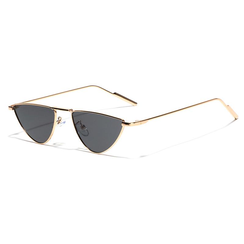 New Triangle Cat Eye Sunglasses Vintage Alloy Sun Glasses Women Unique Elegant Black Gold Shades Oculos Feminino 2024 Summer