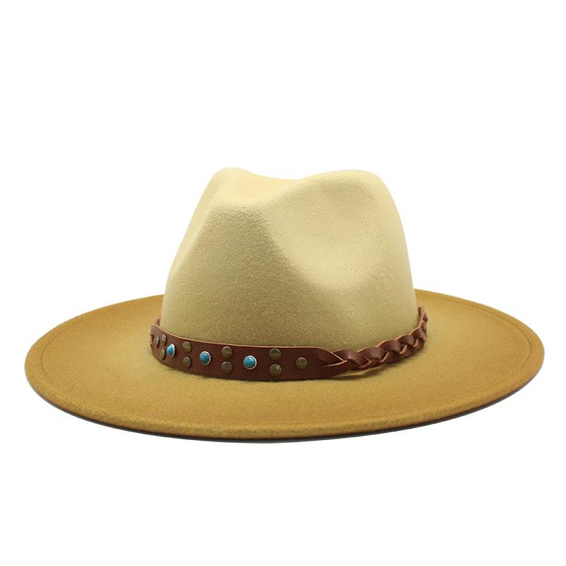 Men And Women Spray Paint Gradual Change Color Woolen Top Hat Jazz Hat