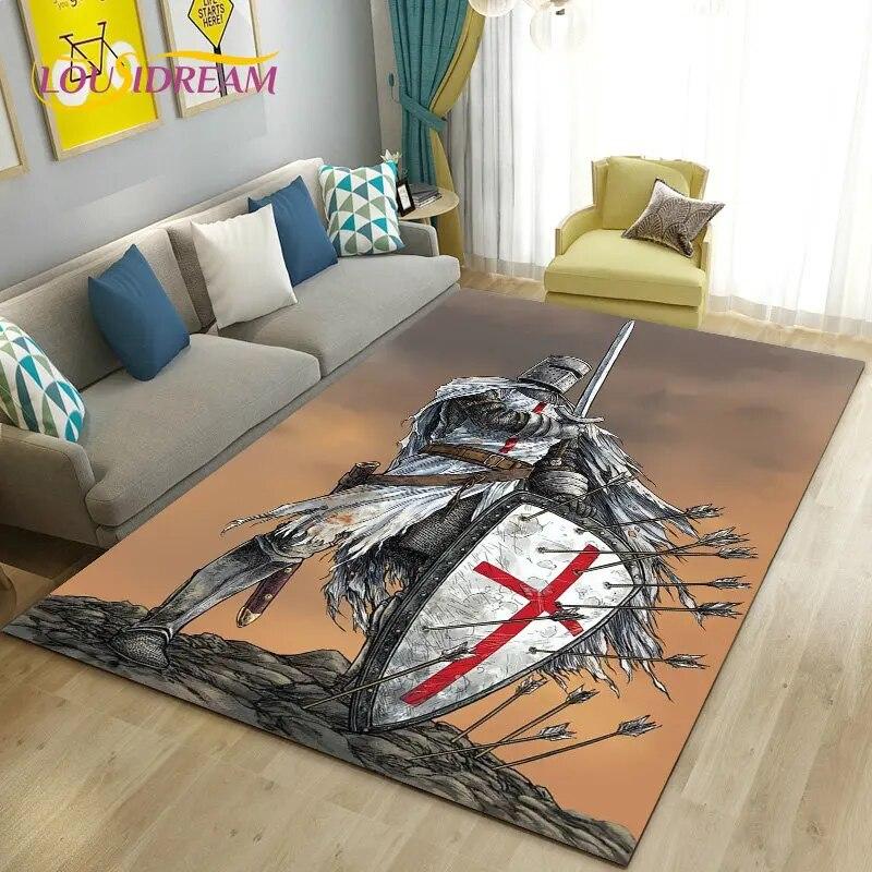 Cavalier Knight Templar Crusaders Game Area Rug Large,Carpet Rug for Living Room Bedroom Sofa Doormat Kitchen,Non-slip Floor Mat