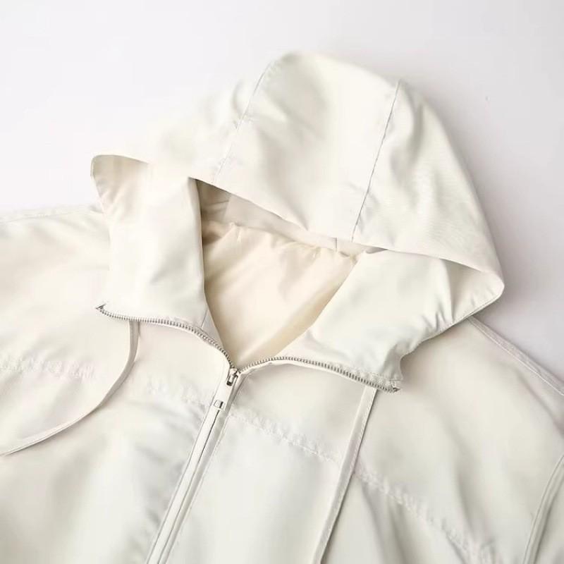 Womens 2026 Hooded Zip-Up Short Jacket Cotton Blend Loose Fit Casual Outerwear